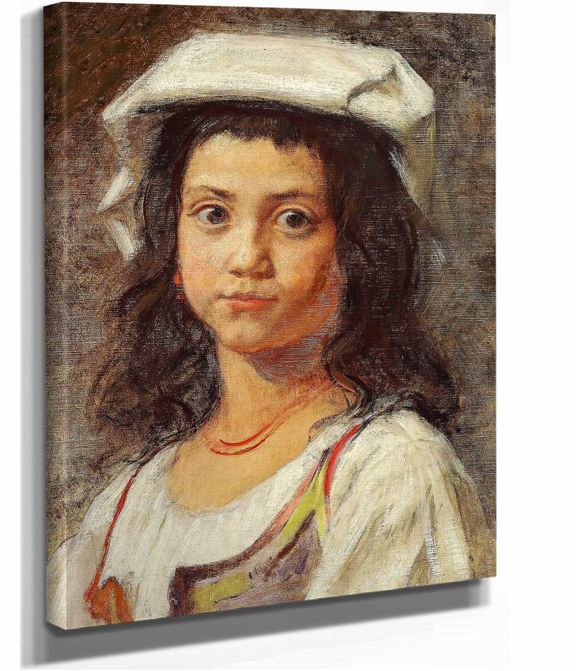 En Ung Italienerinde Med Hvidt Hovedklaede by Wilhelm Marstrand