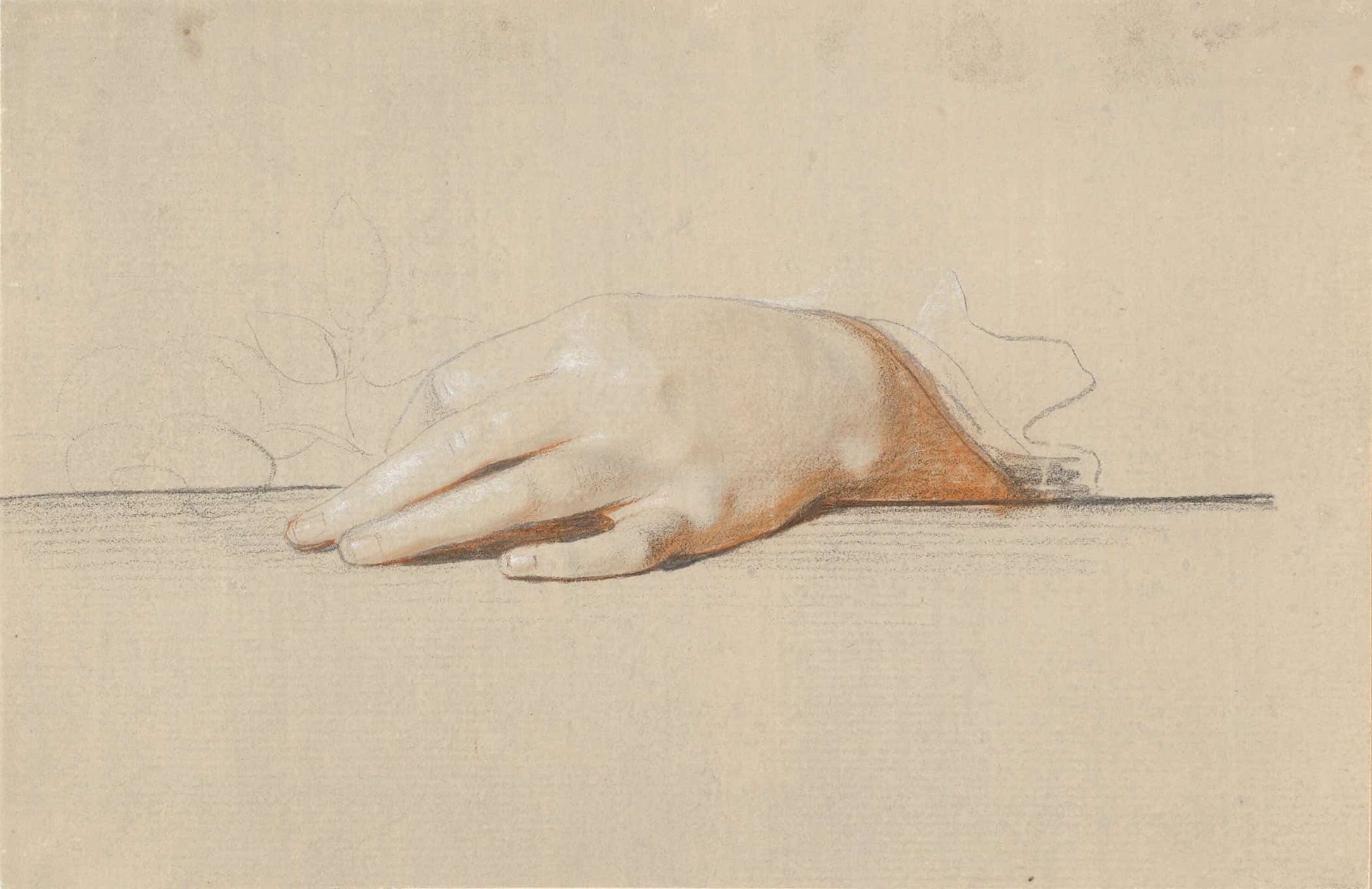 En Venstre Hand Hvilende Pa Et Bord Holdende En Rose by Jens Juel