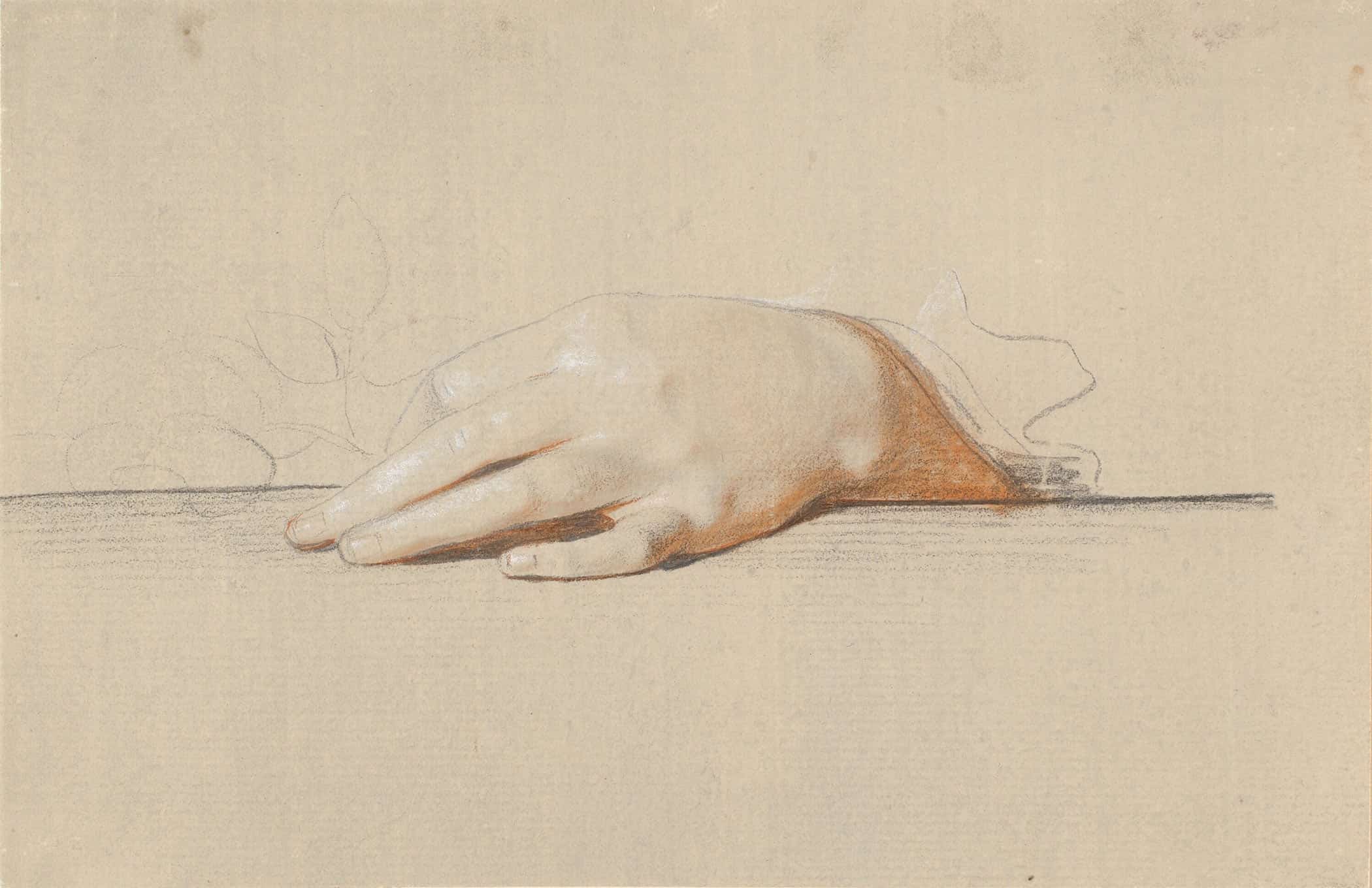 En Venstre Hand Hvilende Pa Et Bord Holdende En Rose by Jens Juel