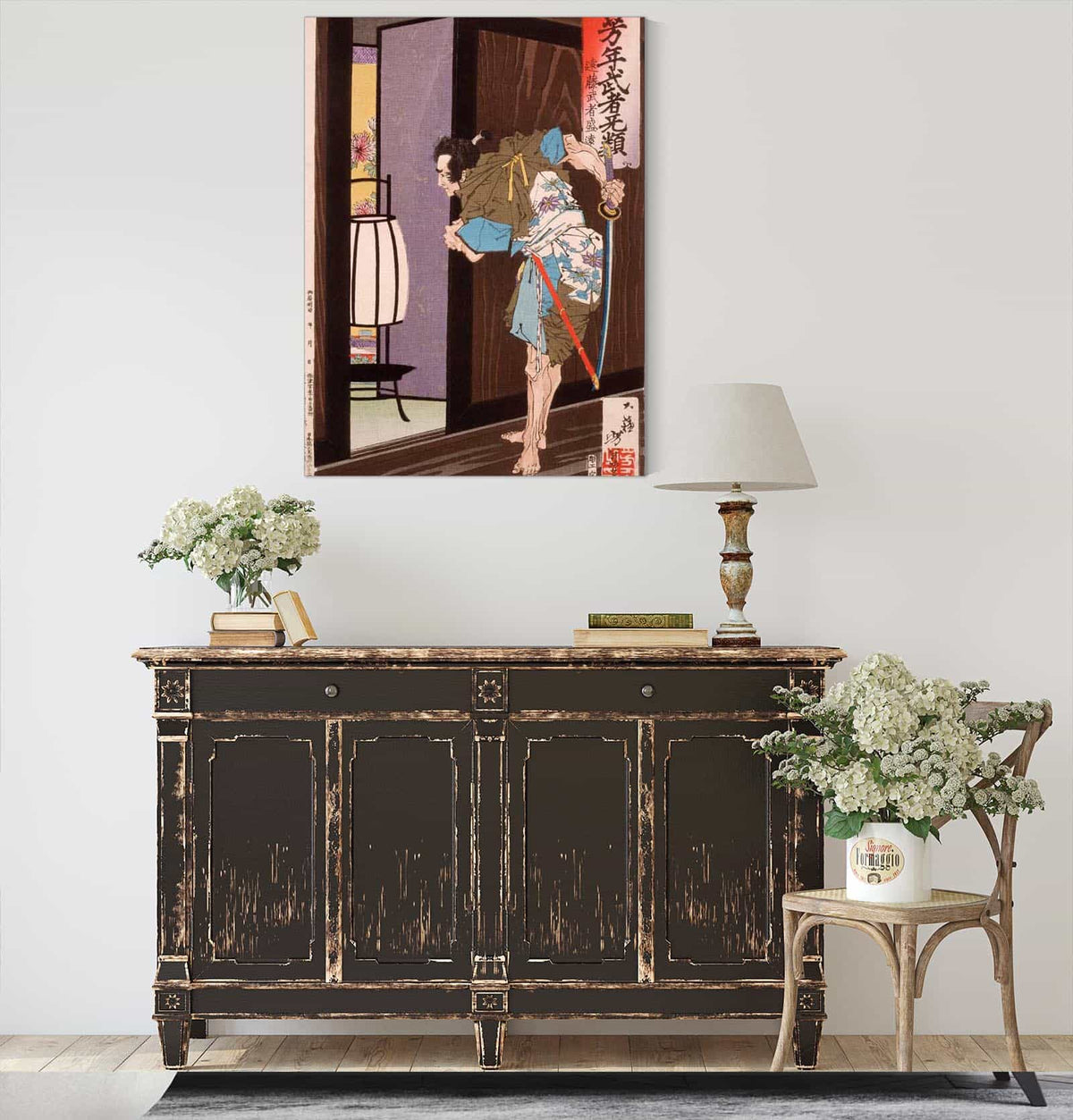 Endo Musha Morito Approaching Kesas Bedroom by Tsukioka Yoshitoshi