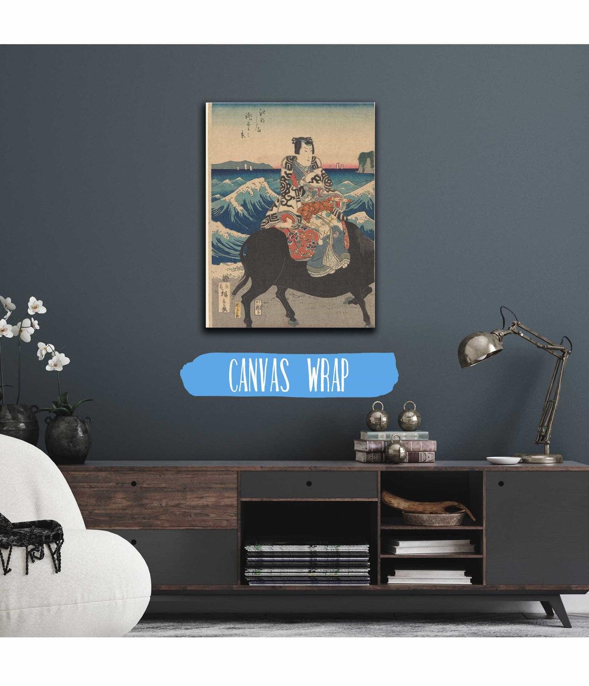 Enoshima Island Figure On An Ox Waves by Ando Hiroshige