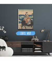 Enoshima Island Figure On An Ox Waves by Ando Hiroshige