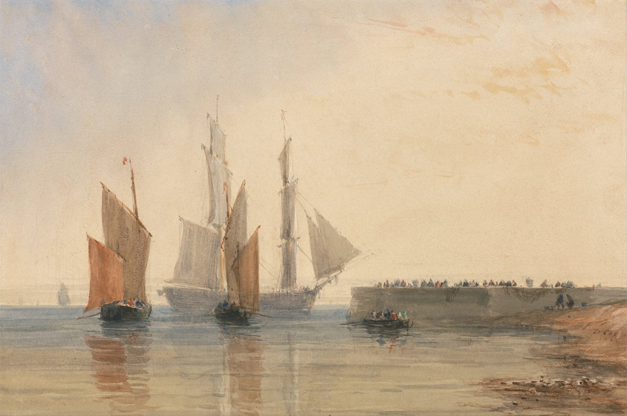 Entrance To Calais Harbour by David Cox