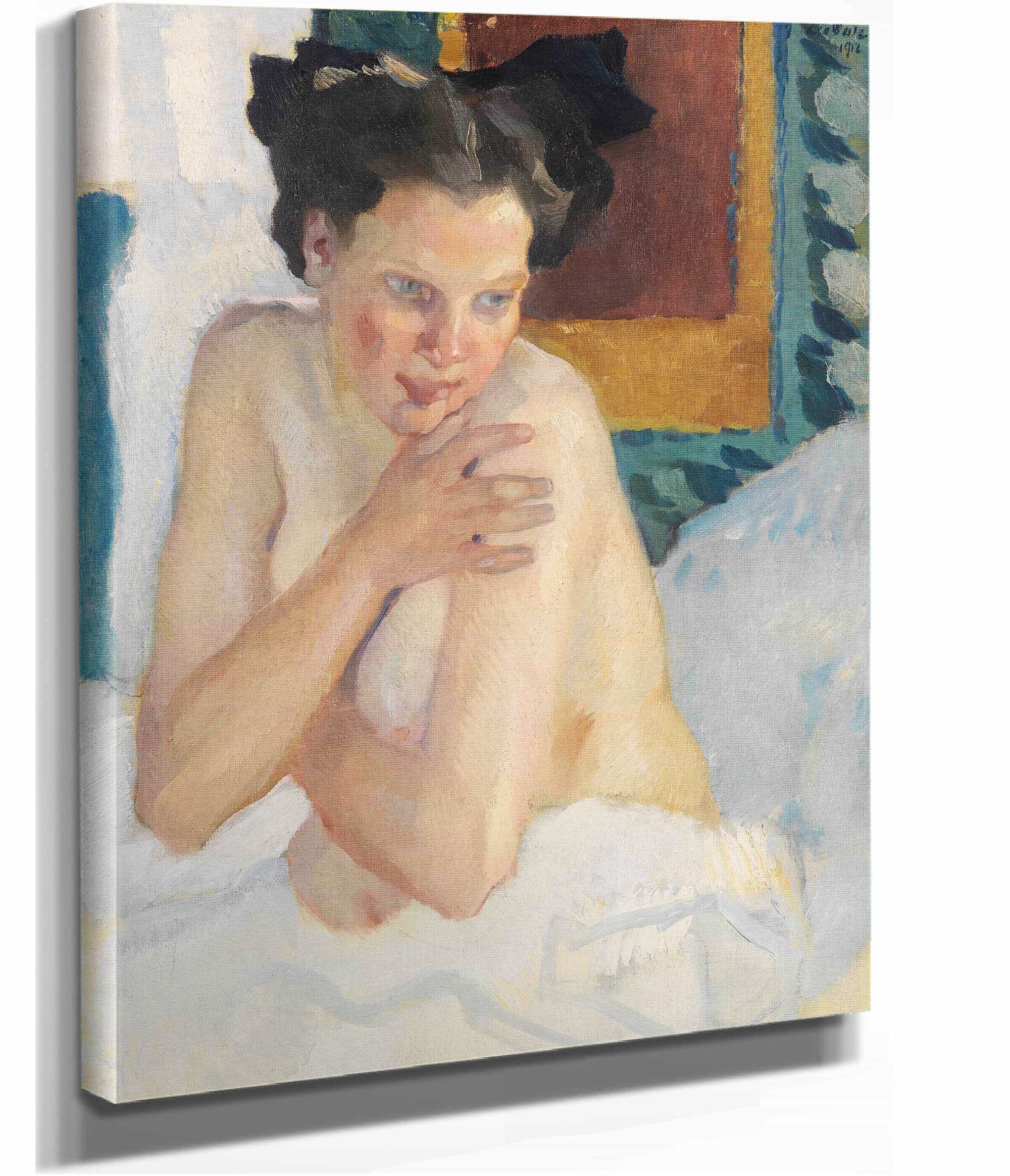 Erwachen Sitzender Halbakt by Leo Putz