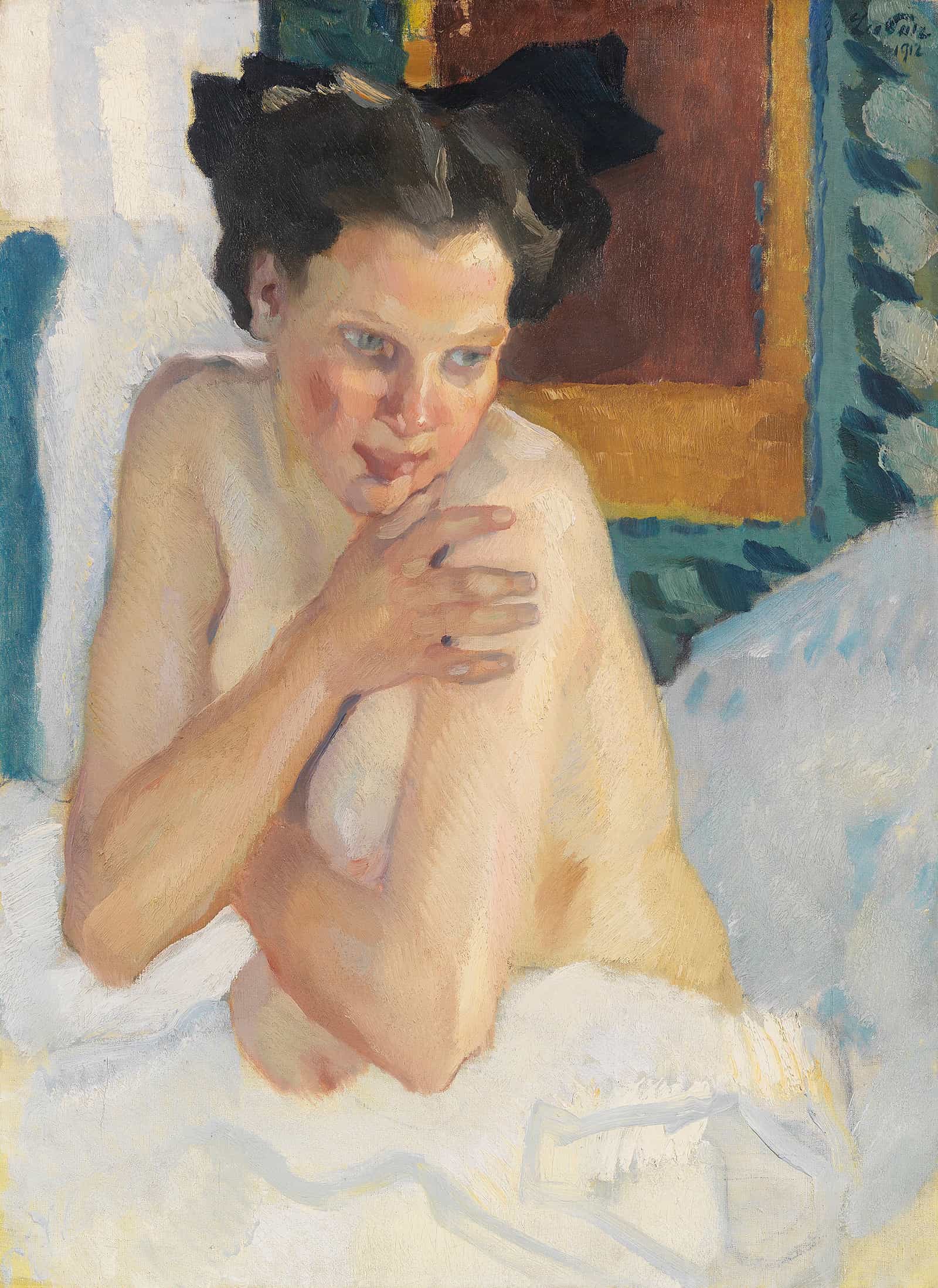 Erwachen Sitzender Halbakt by Leo Putz