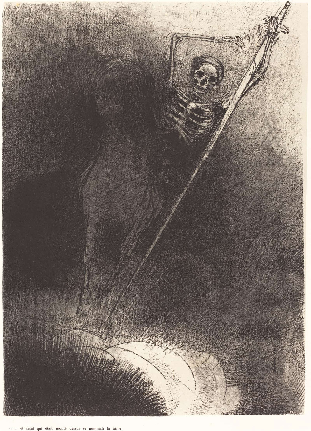Et Celui Qui Etait Monte Dessus Se Nommait La Mort And His Name That Sat On Him Was Death by Odilon Redon