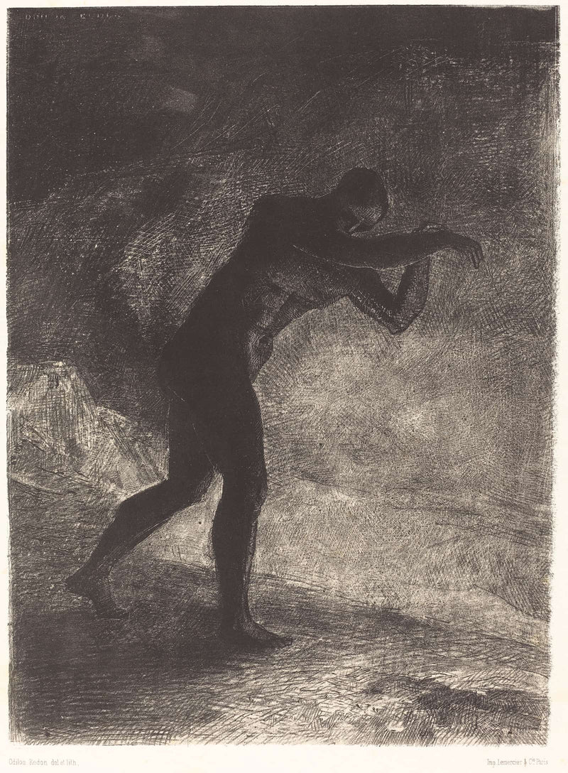 Et Lhomme Parut Interrogeant Le Sol Dou Il Sort Et Qui Lattire Il Se Fraya La Voie Vers by Odilon Redon