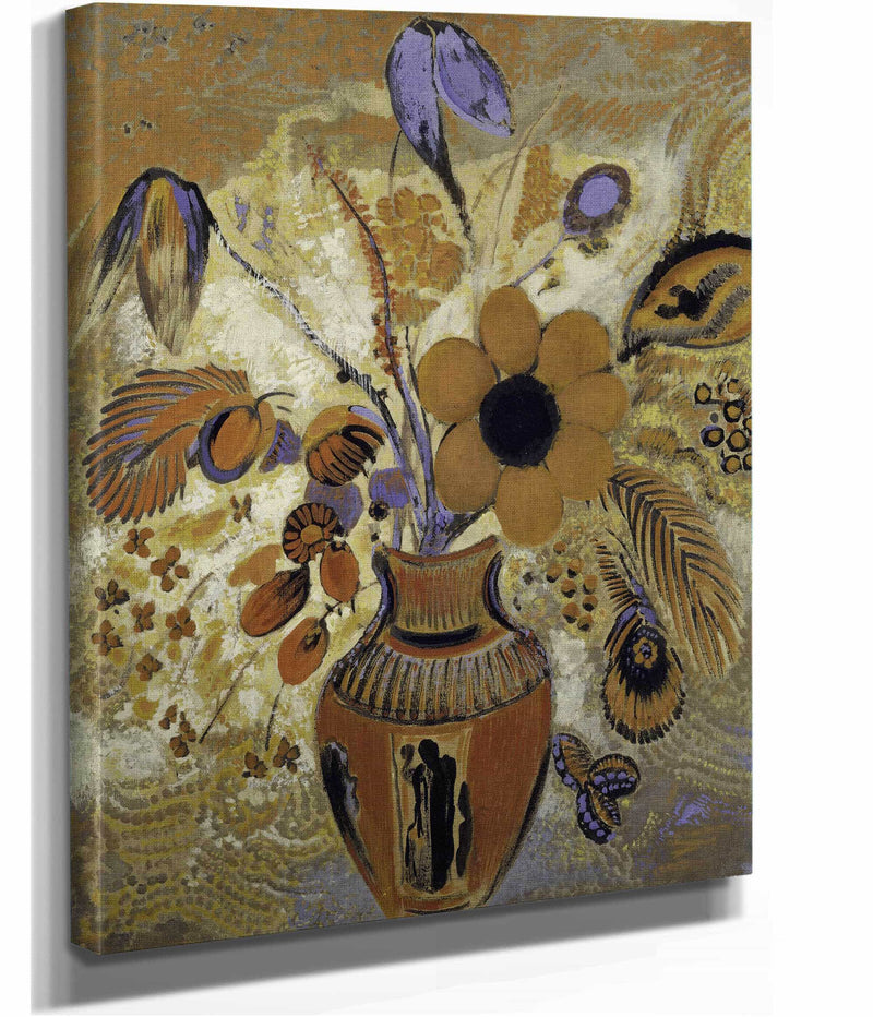 Etruscan Vase With Flowers   by Odilon Redon