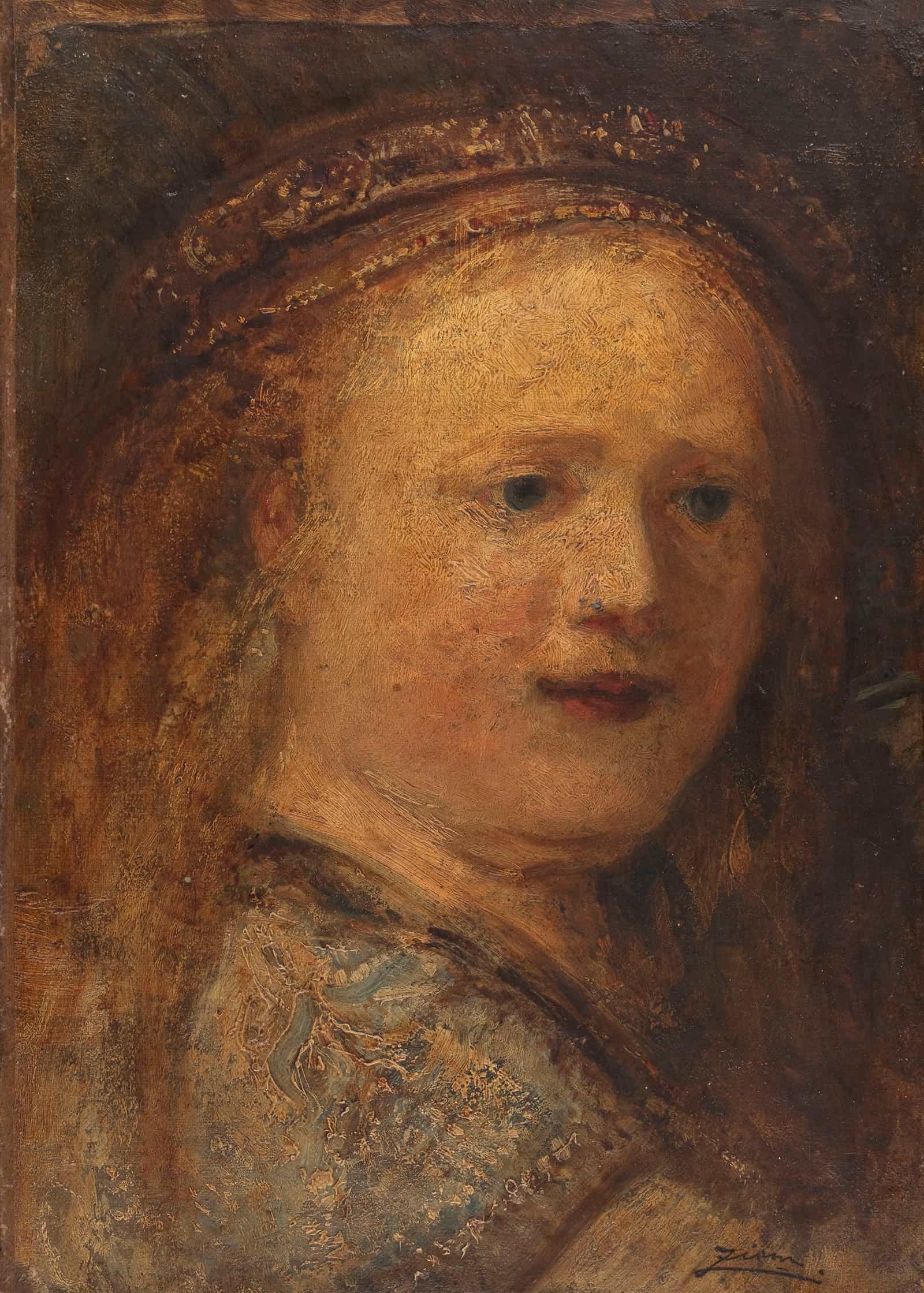 Etude De Femme Copie Dapres Rembrandt by Felix Ziem