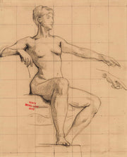 Etude De Jeune Femme Nue Assise Pointant Lindex Gauche Vers Lavant by Henri Leopold Levy
