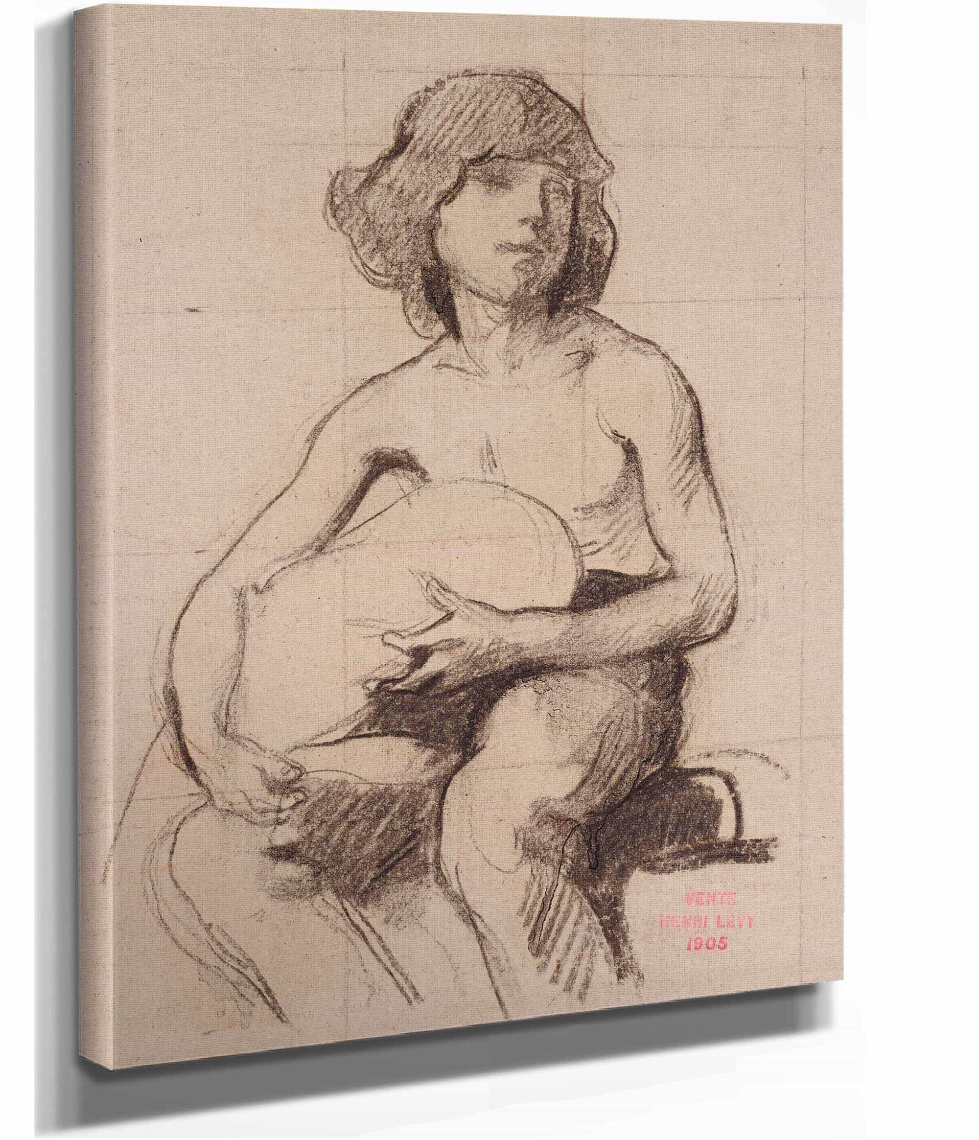 Etude De Jeune Homme Assis Tenant Quelque Chose Entre Ses Mains by Henri Leopold Levy