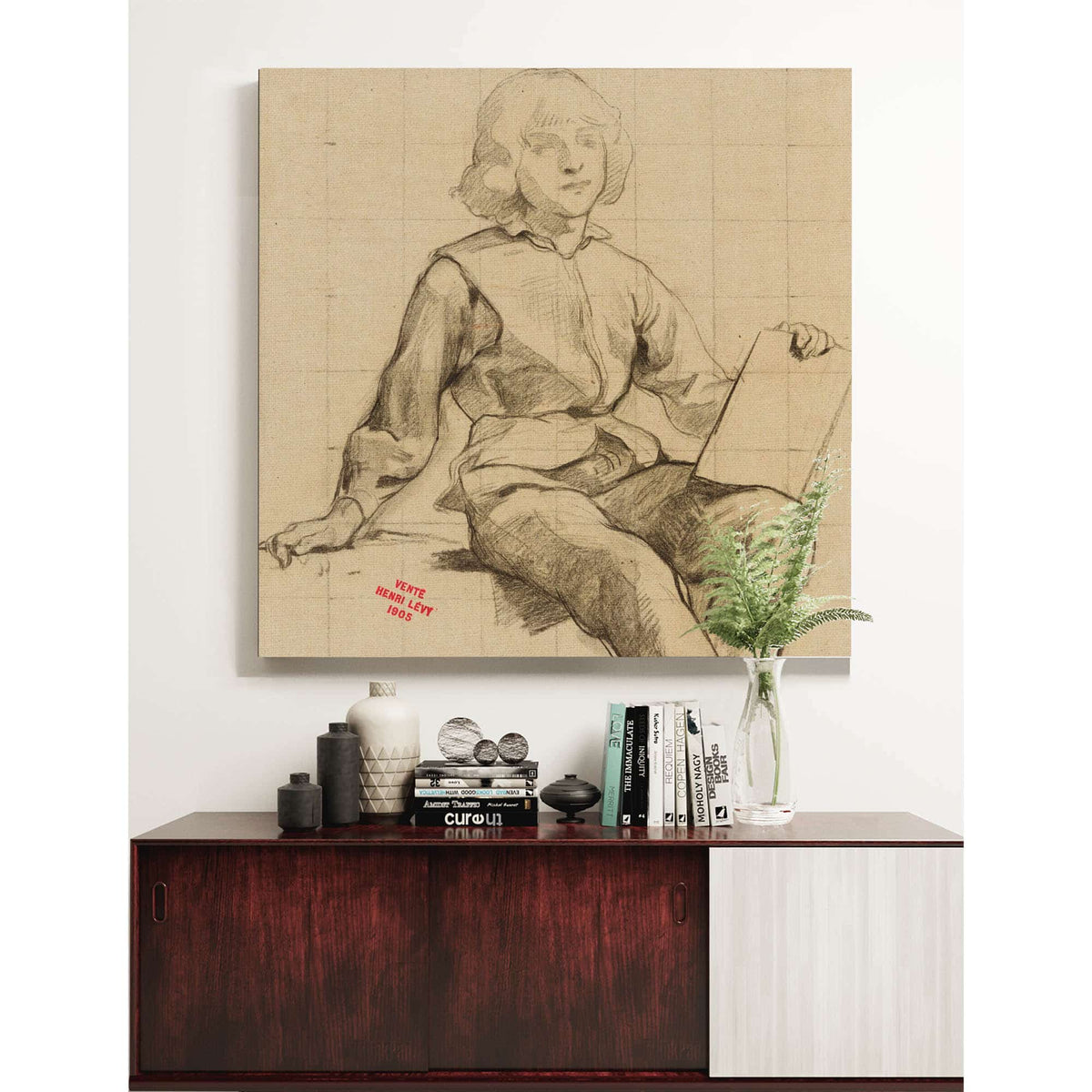 Etude De Jeune Homme Assis Tenant Une Tablette by Henri Leopold Levy