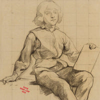 Etude De Jeune Homme Assis Tenant Une Tablette by Henri Leopold Levy