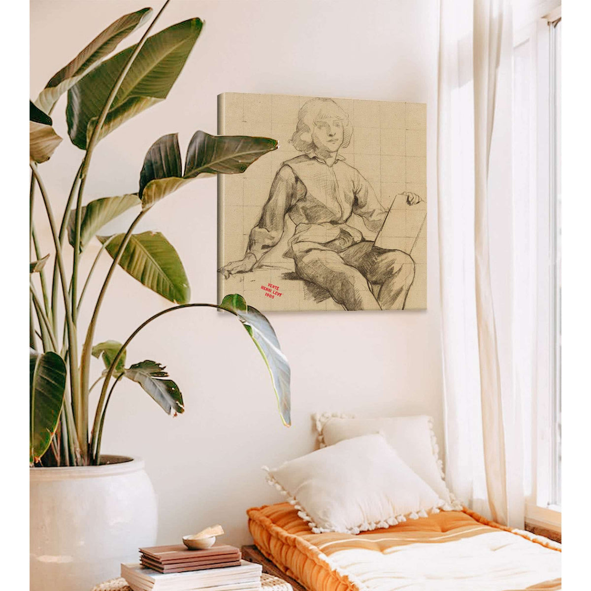 Etude De Jeune Homme Assis Tenant Une Tablette by Henri Leopold Levy