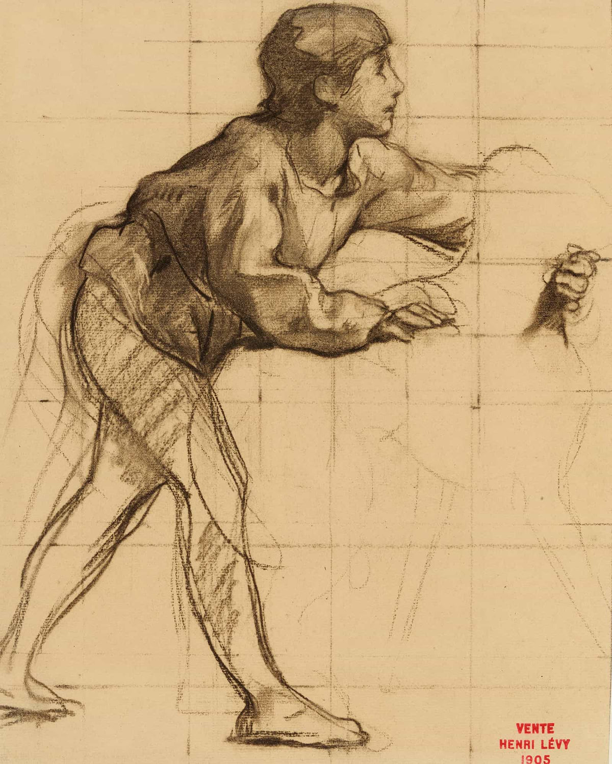 Etude De Jeune Homme Entourant Un Animal by Henri Leopold Levy