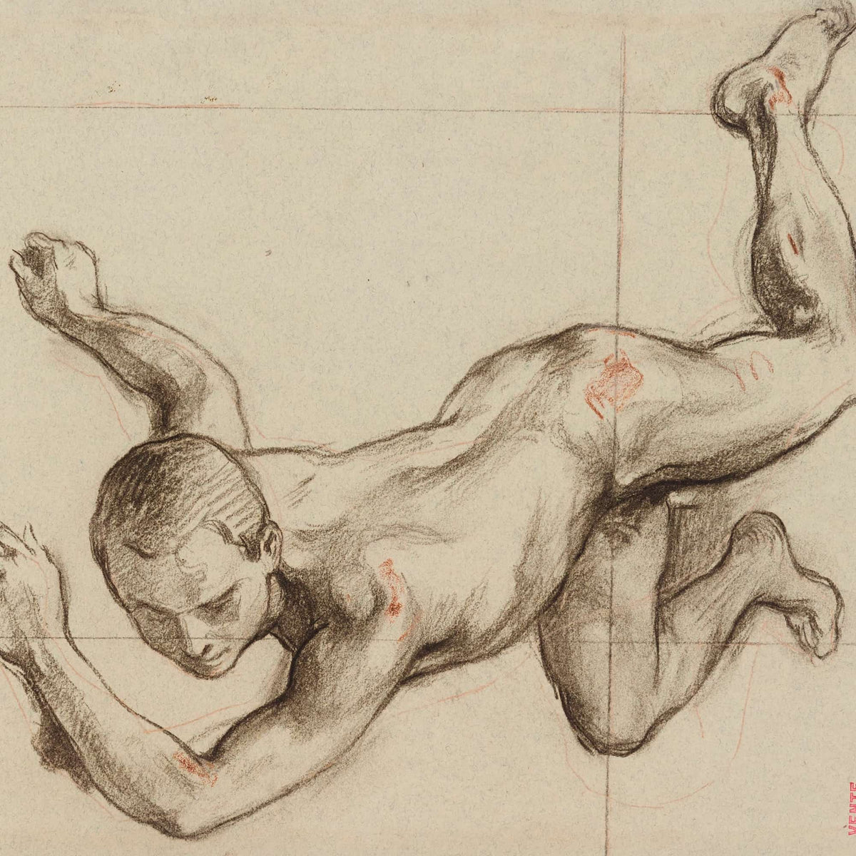 Etude De Jeune Homme Nu Contorsionne by Henri Leopold Levy