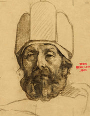 Etude De Visage Dhomme Coiffe Dune Couronne by Henri Leopold Levy