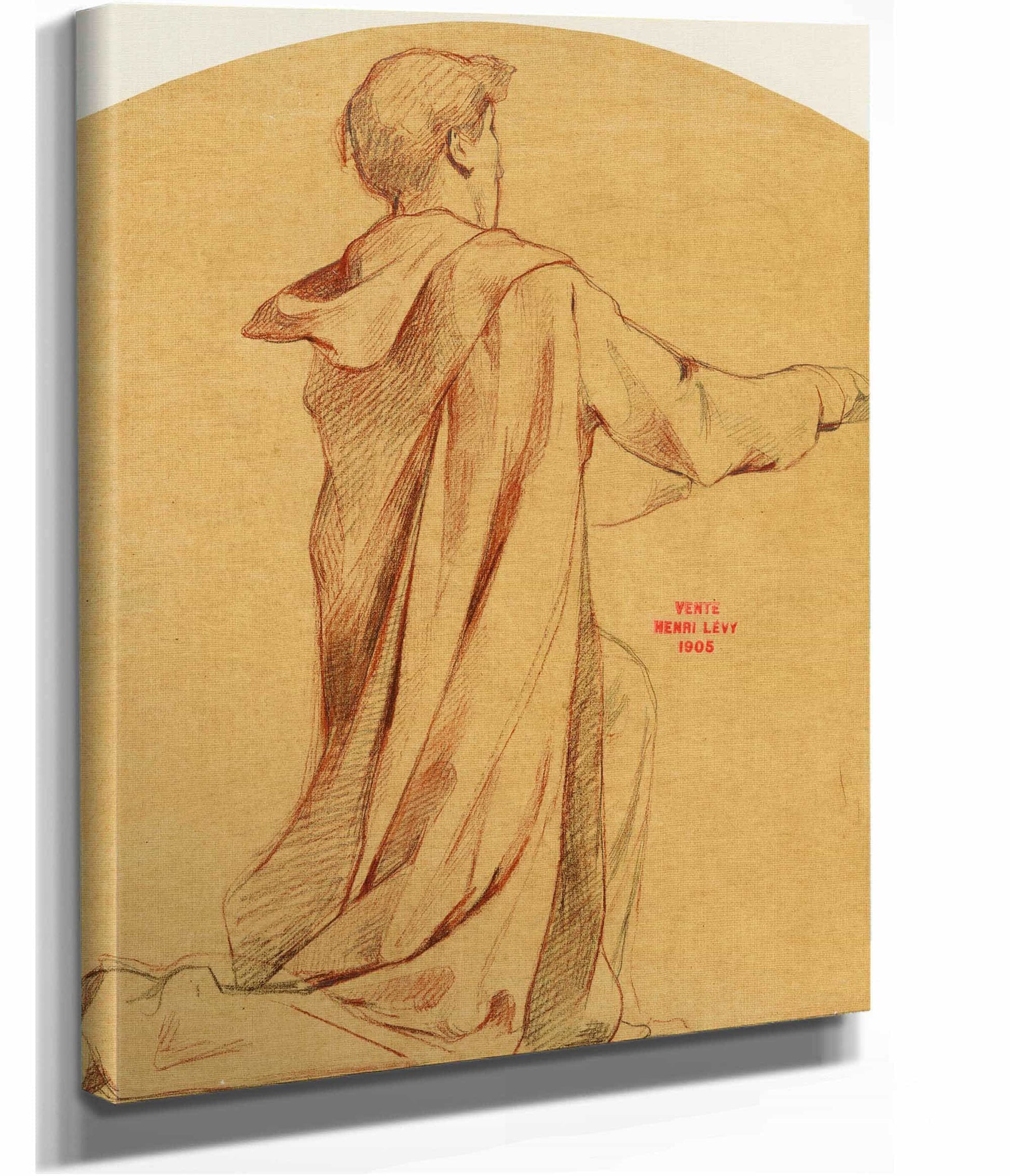 Etude Dun Moine Agenouille De Dos by Henri Leopold Levy