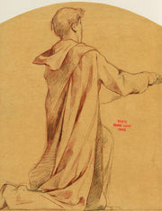 Etude Dun Moine Agenouille De Dos by Henri Leopold Levy