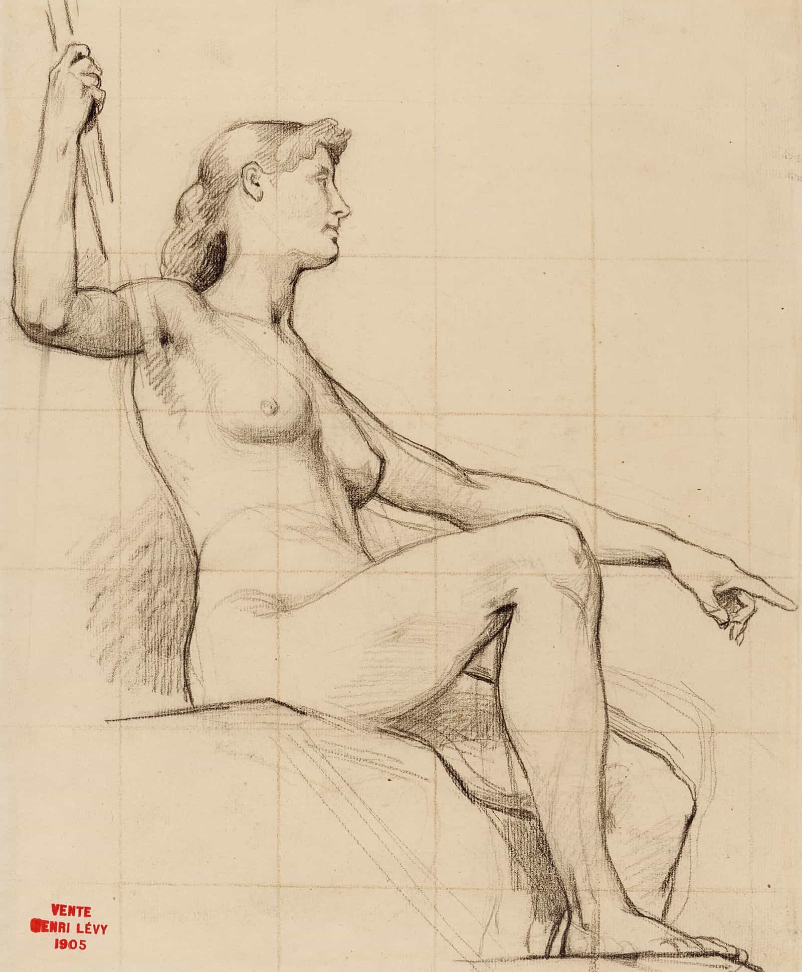 Etude Dune Femme Nue Assise by Henri Leopold Levy