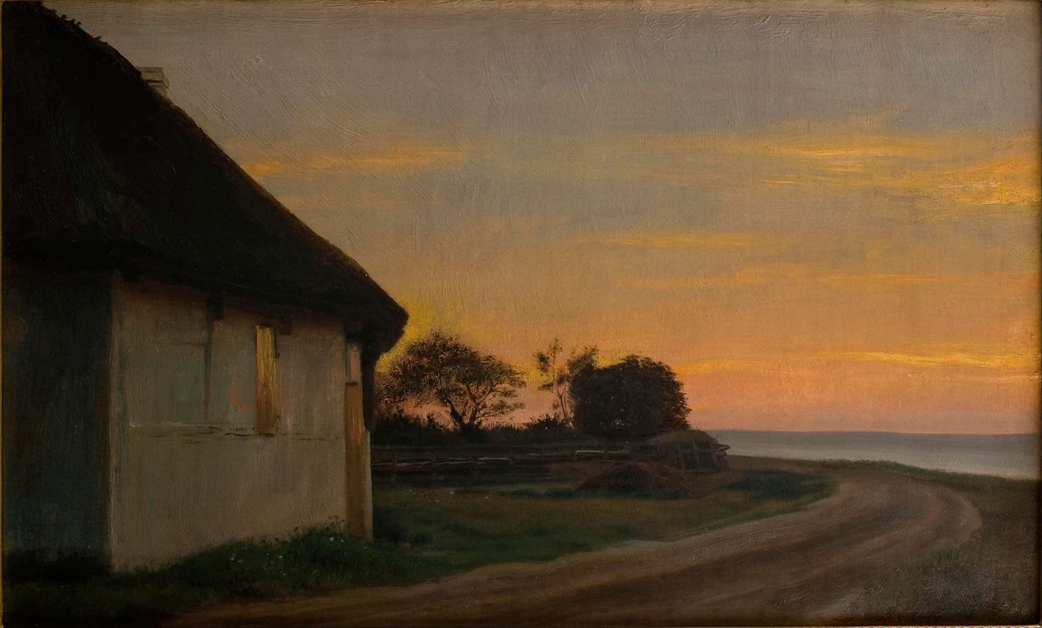 Evening Lanscape With A House And Garden By The Sea Ellekilde by Carl Bloch
