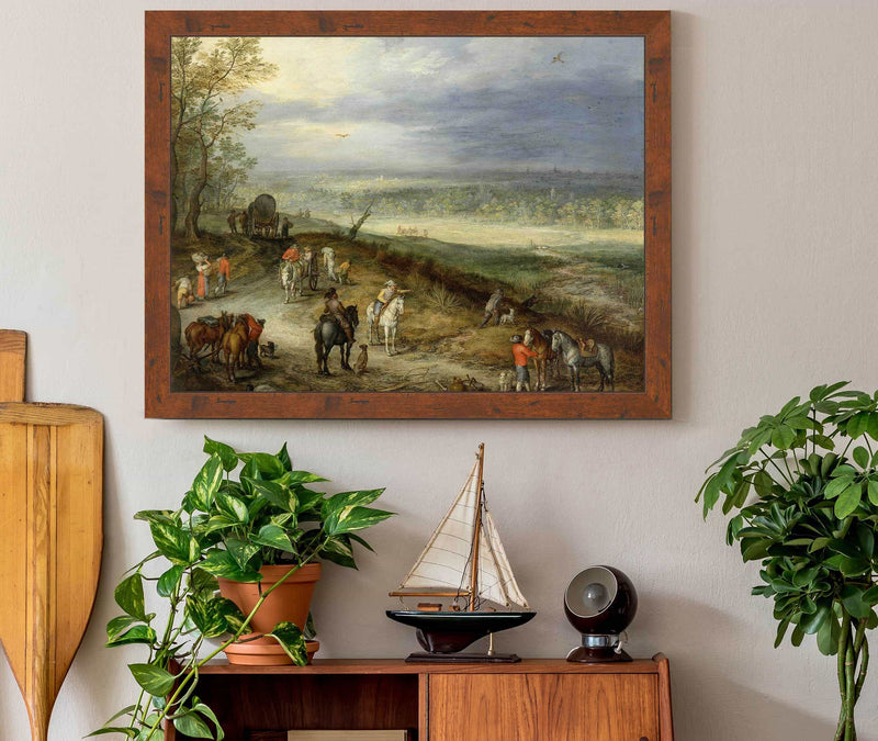 Extensive Landscape With Travellers On A Country Road  by Jan Brueghel The Elder