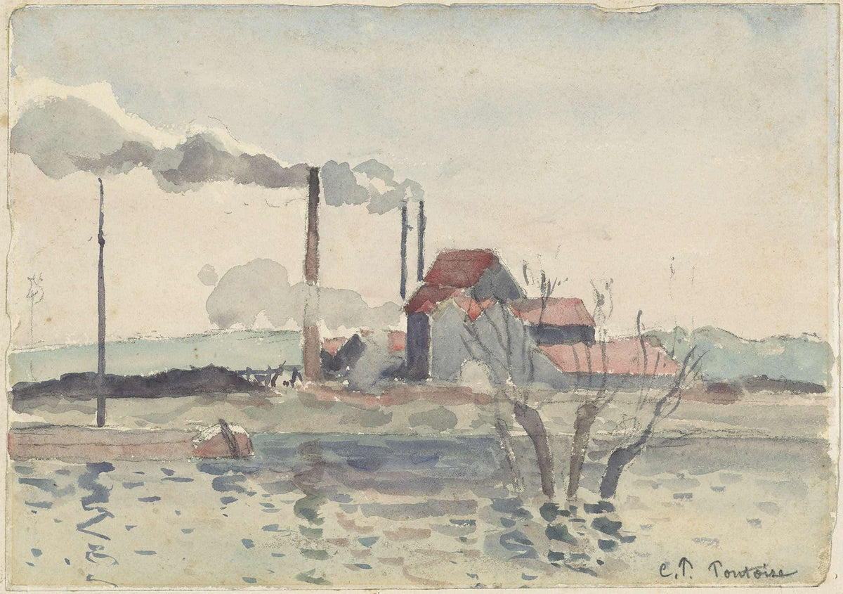 Factory On The Oise At Pontoise by Camille Pissarro