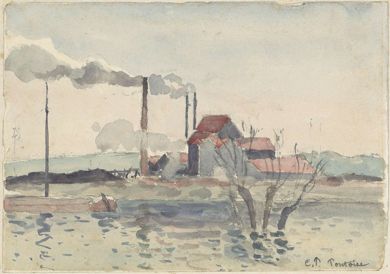 Factory On The Oise At Pontoise by Camille Pissarro