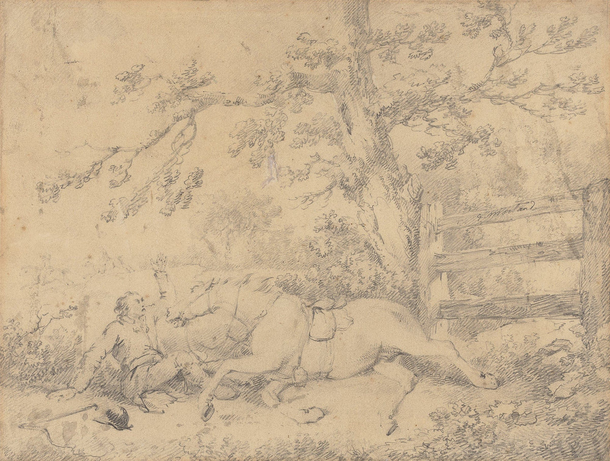 Fallen Horse And Rider The Hunt Disappearing Left by George Morland