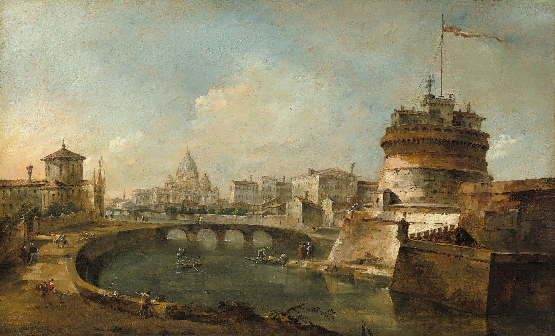Fanciful View Of The Castel Santangelorome by Francesco Guardi