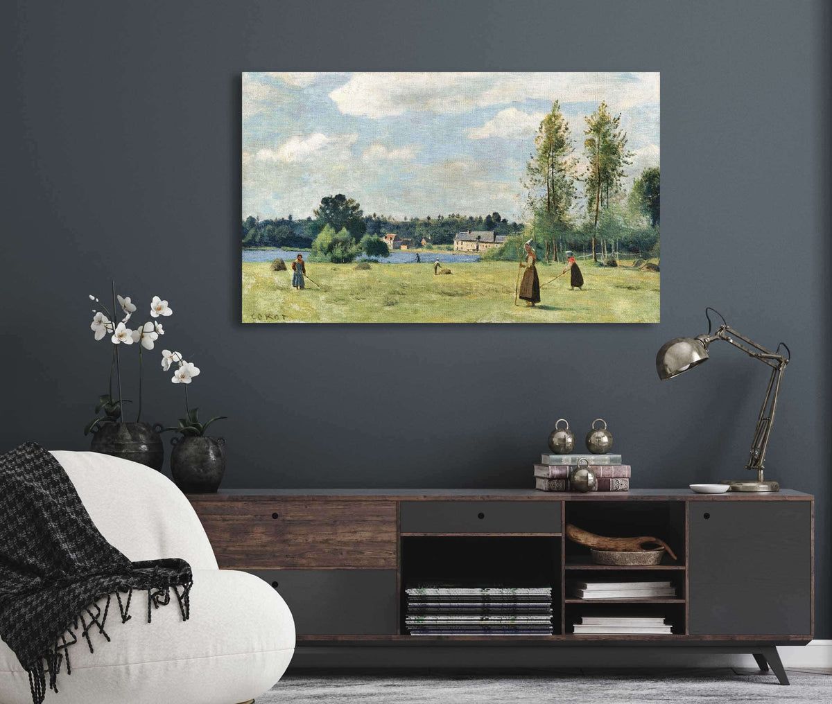 Faneuses A Ville Davray by Jean Baptiste Camille Corot