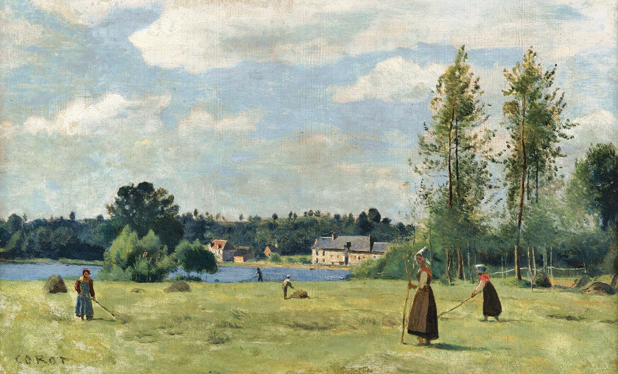 Faneuses A Ville Davray by Jean Baptiste Camille Corot