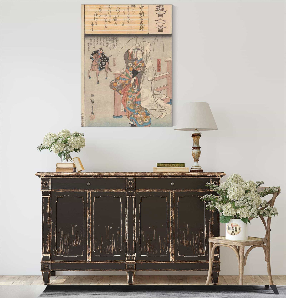 Farewell Woman At Gate Man Riding Off by Ando Hiroshige