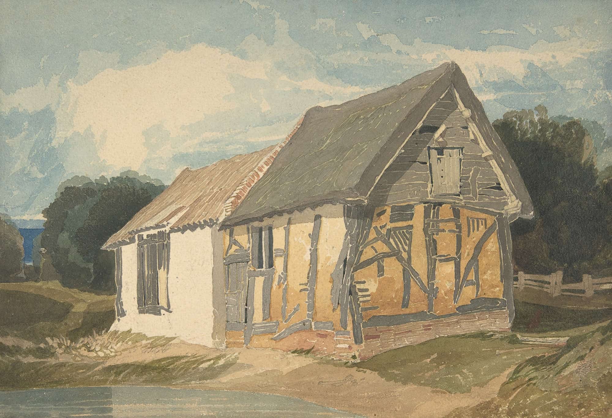 Farm Building By A Pond by John Sell Cotman