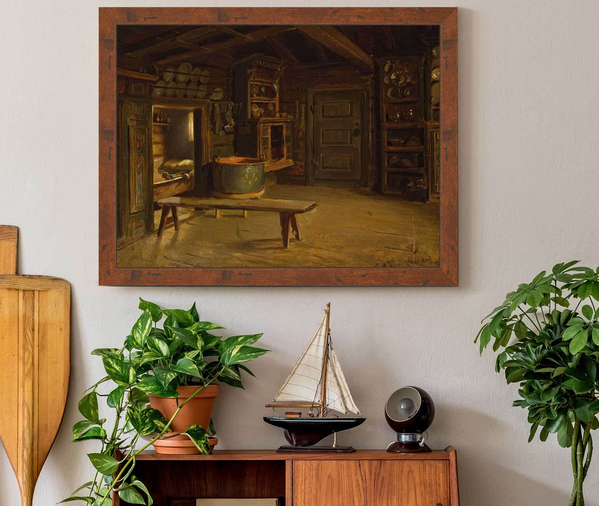 Farm Interior From Gulsvik In Hallingdal by Adolph Tidemand