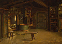 Farm Interior From Gulsvik In Hallingdal by Adolph Tidemand