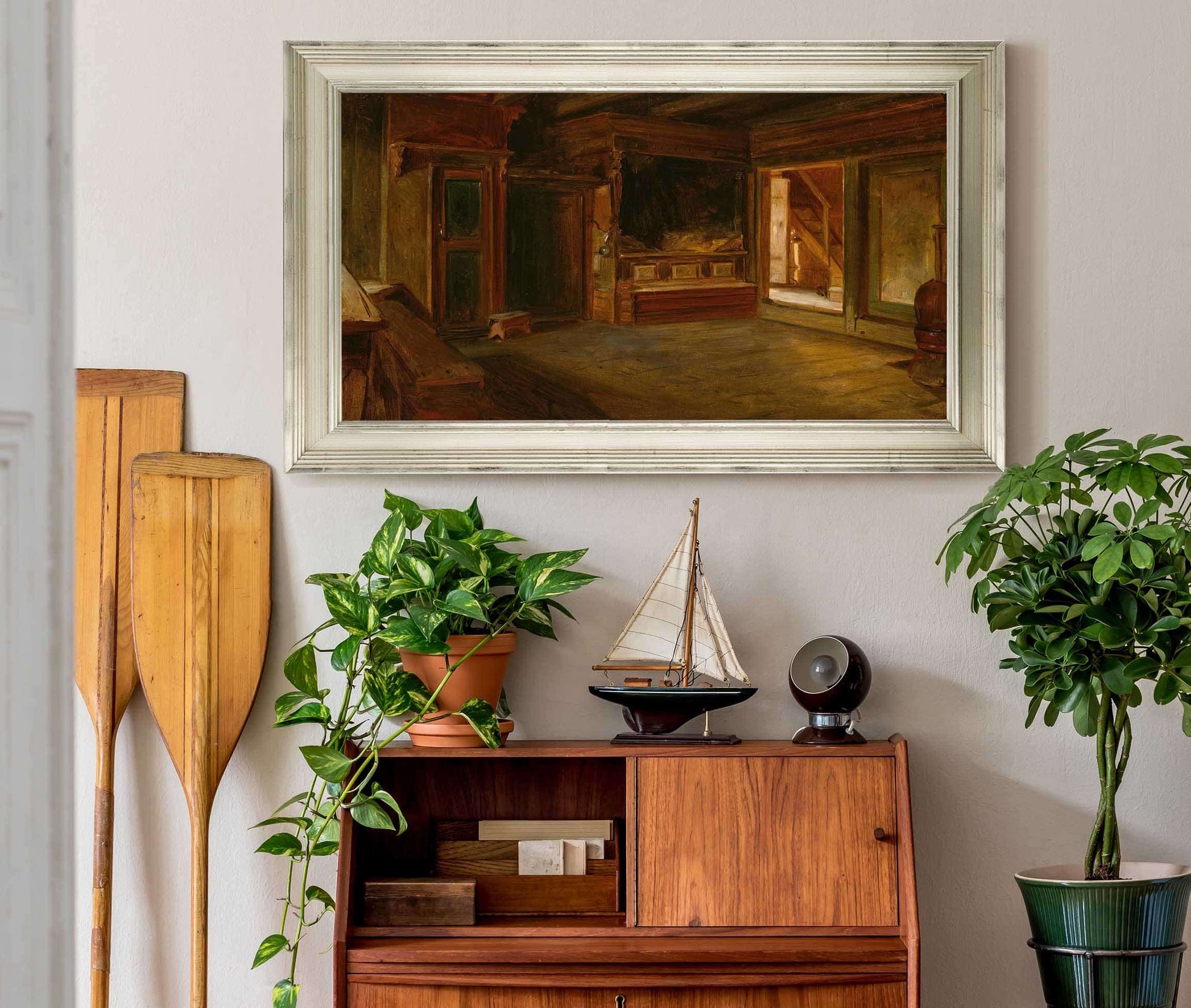 Farm Interior From Sandak By Adolph Tidemand