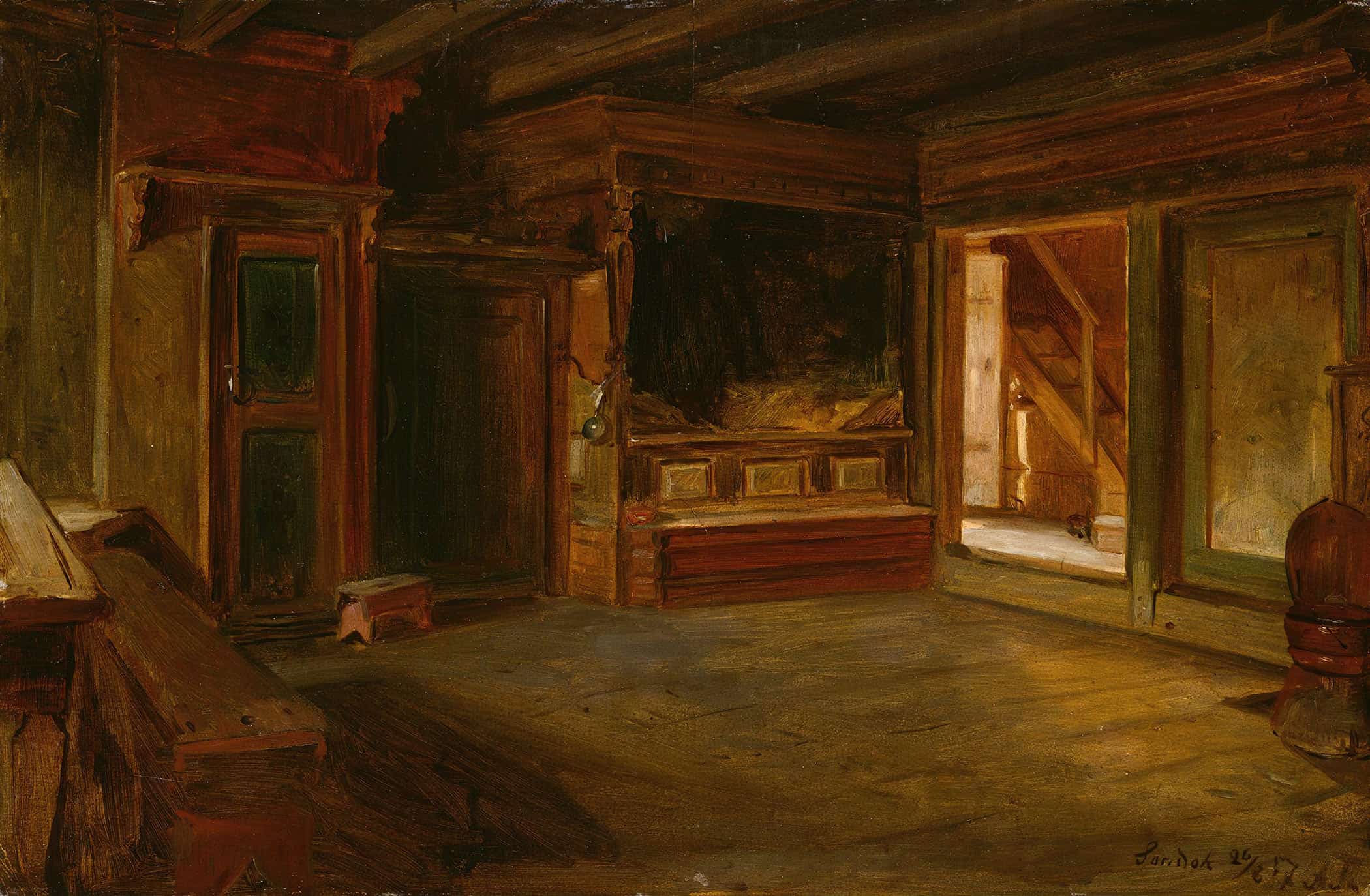 Farm Interior From Sandak By Adolph Tidemand