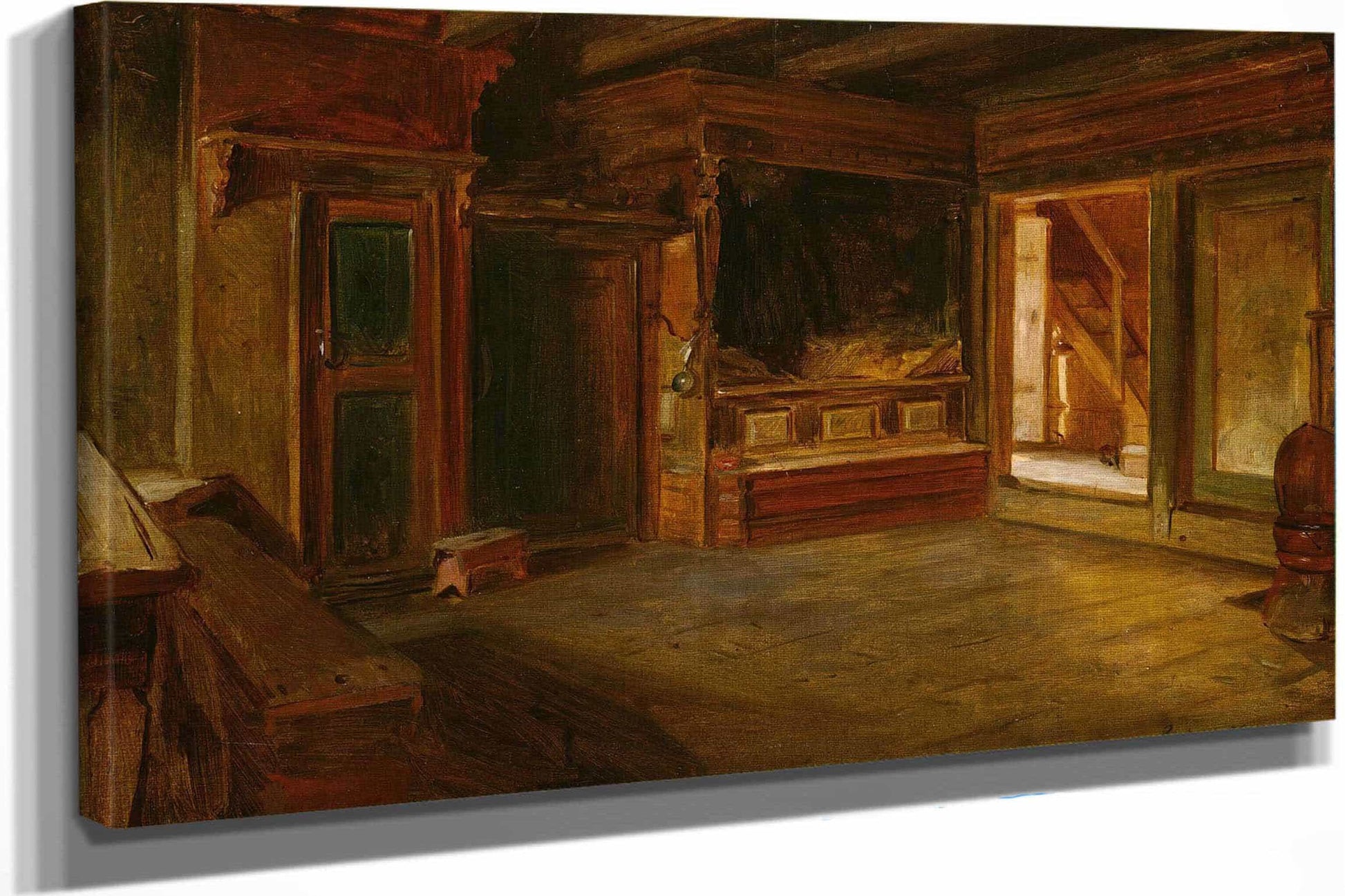 Farm Interior From Sandak By Adolph Tidemand
