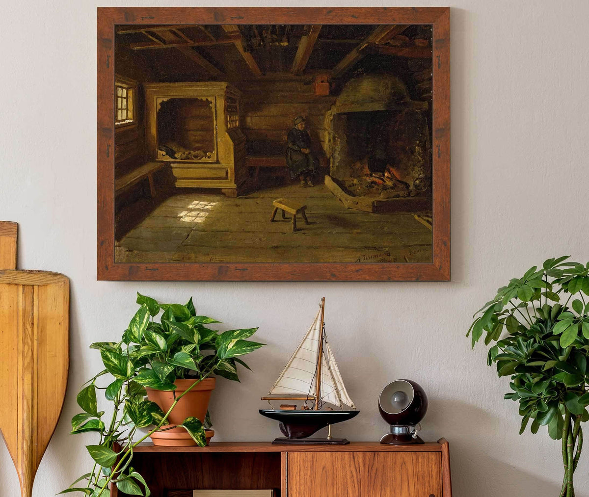 Farm Interior From Skjonne In Numedal by Adolph Tidemand