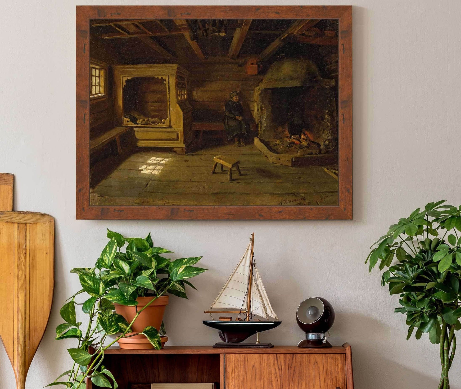 Farm Interior From Skjonne In Numedal by Adolph Tidemand