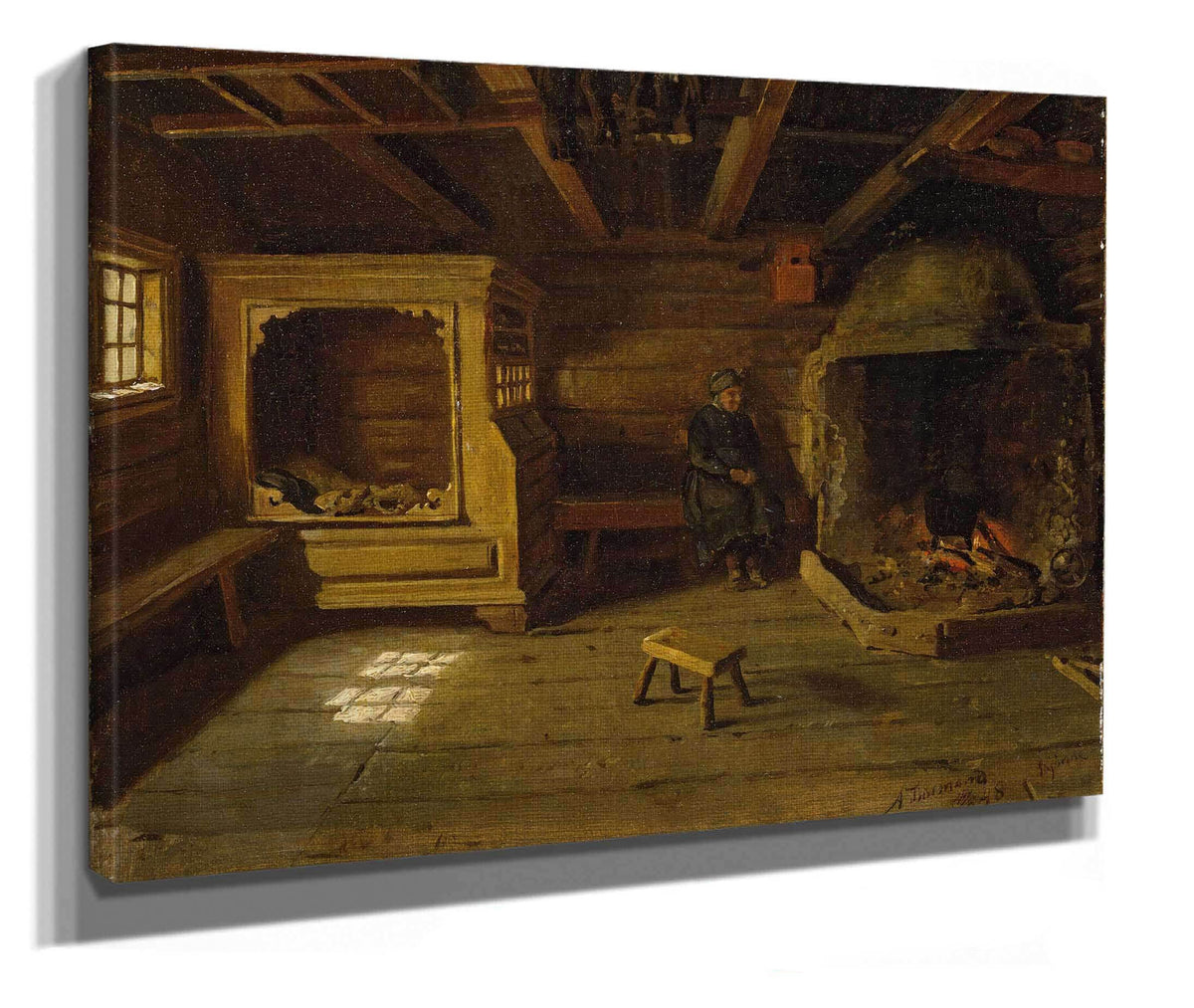 Farm Interior From Skjonne In Numedal by Adolph Tidemand