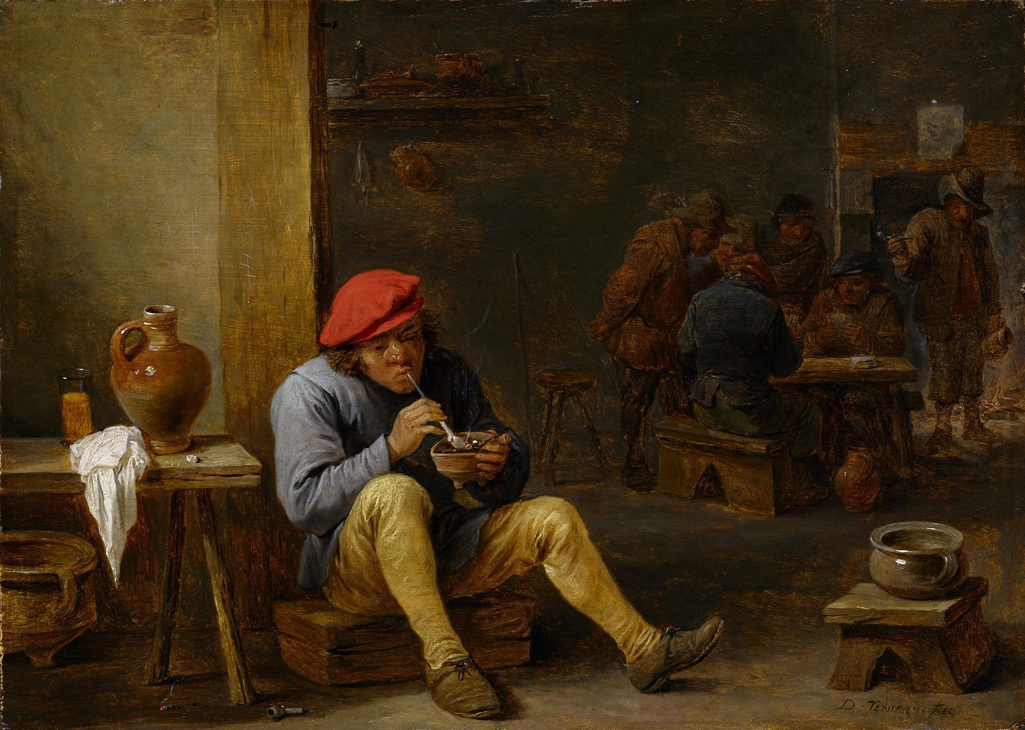 Farmer In A Tavern Lighting His Pipe by David Teniers The Younger