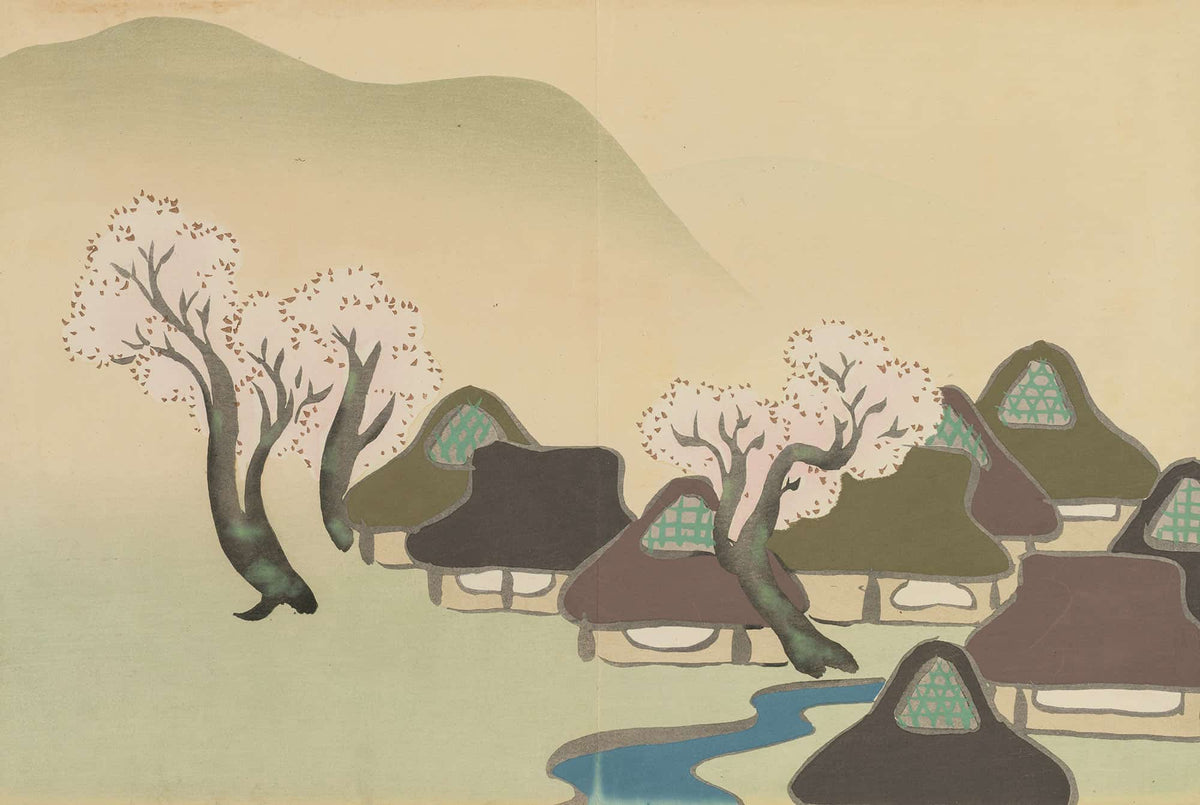 Farming Village In Spring Harudenka by Kamisaka Sekka