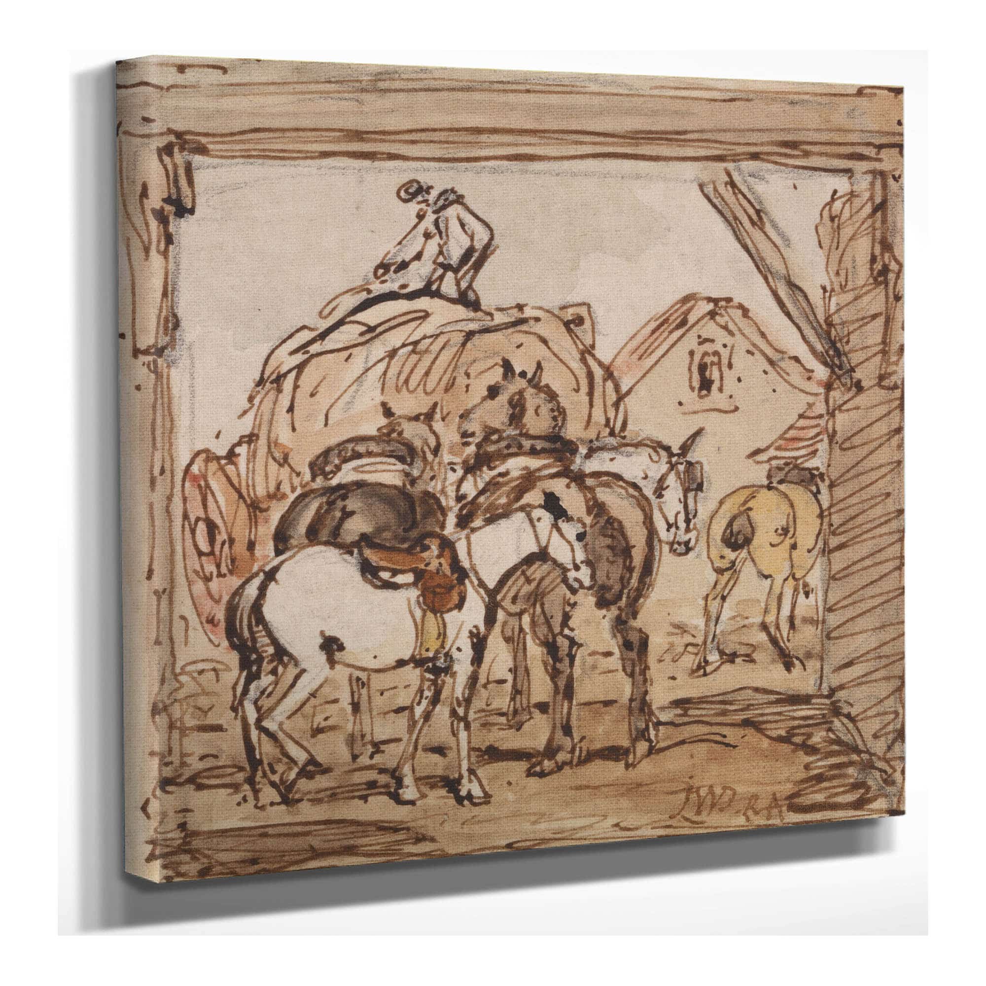 Farmyard And Horses by James Ward