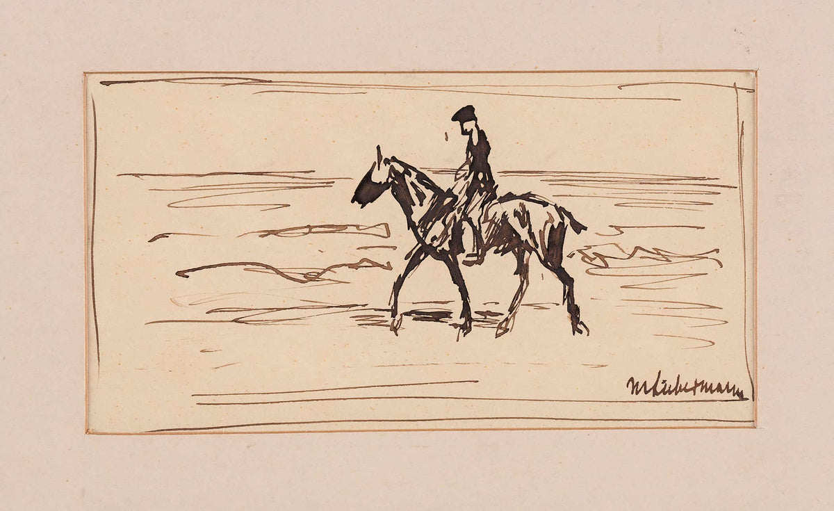 Federzeichnung Reiter Am Strand by Max Liebermann