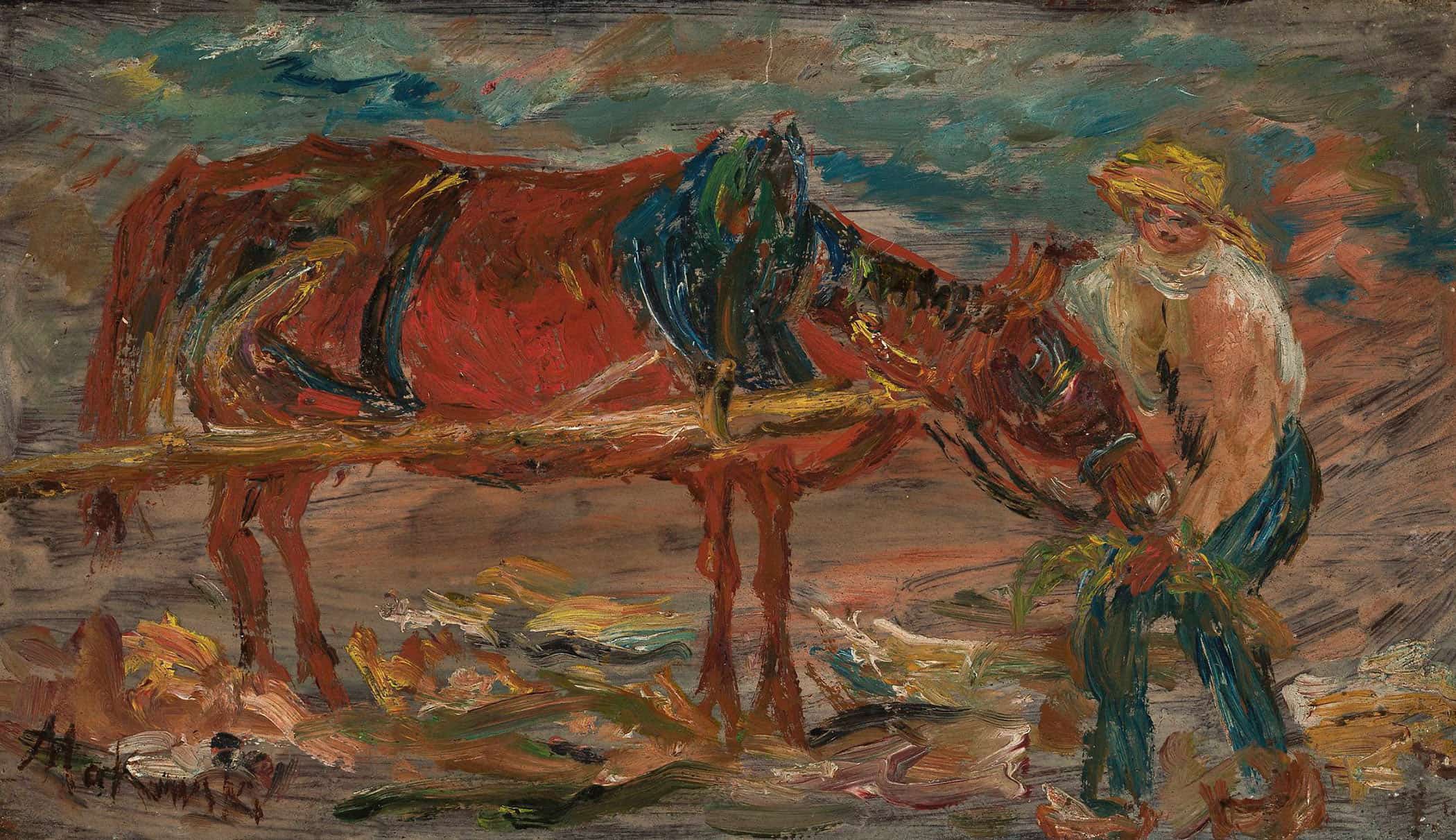 Feeding A Horse by Tadeusz Makowski