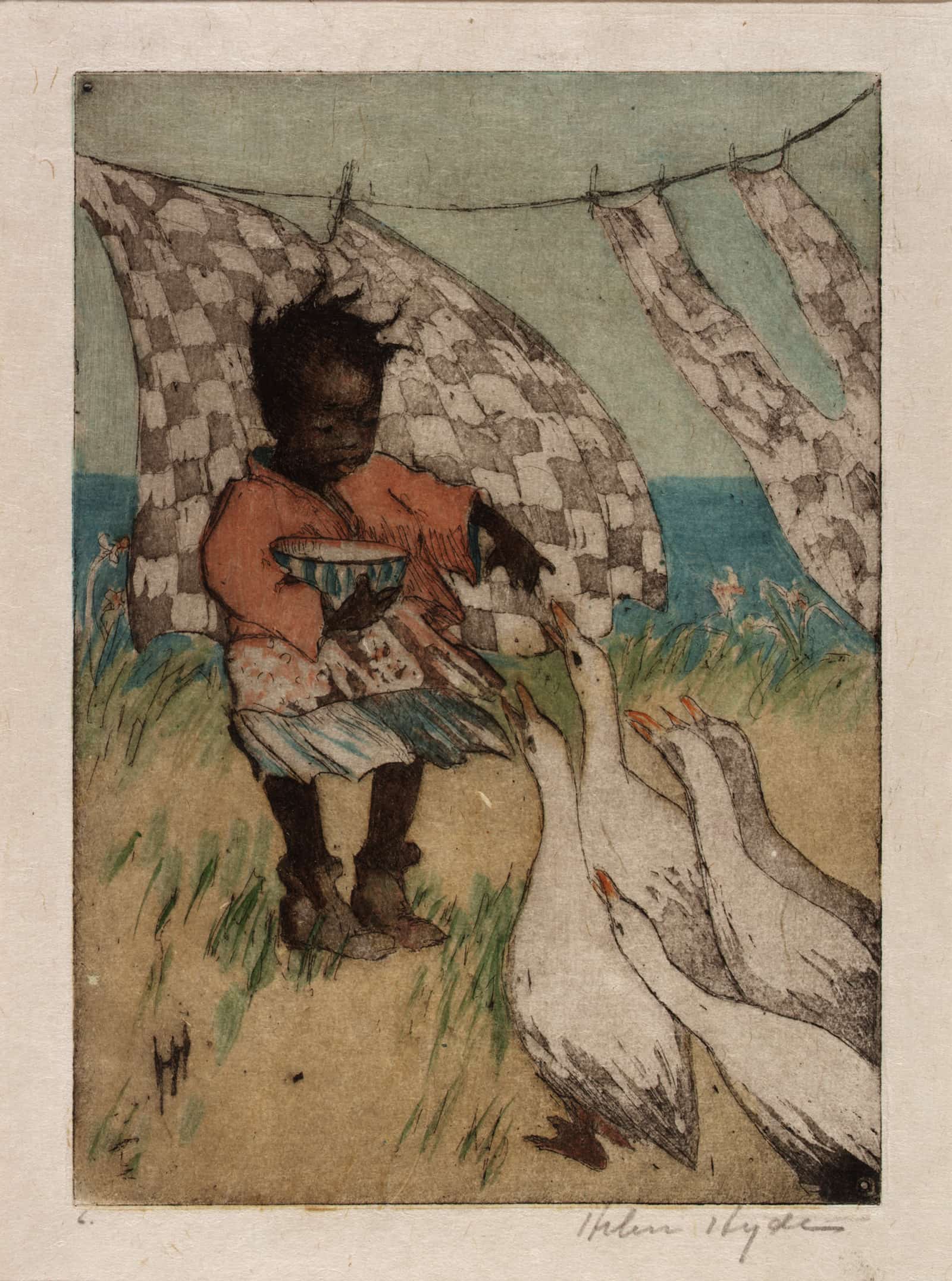 Feeding The Geese by Helen Hyde