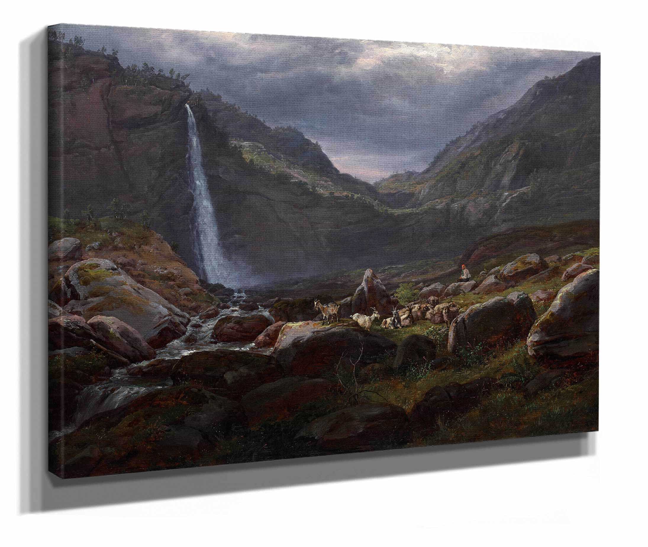 Feige Waterfall Feigefossen Lysterfjord Norway by Johan Christian Dahl
