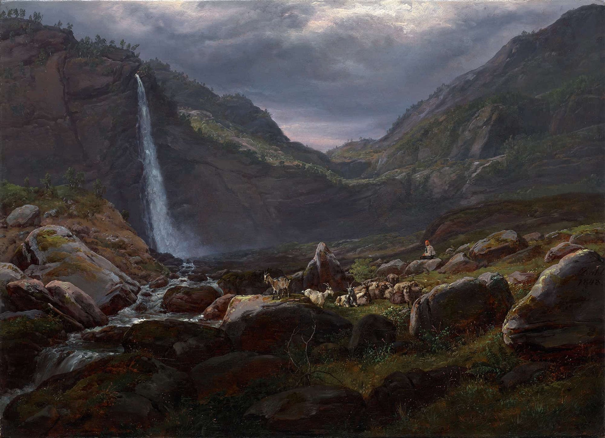 Feige Waterfall Feigefossen Lysterfjord Norway by Johan Christian Dahl